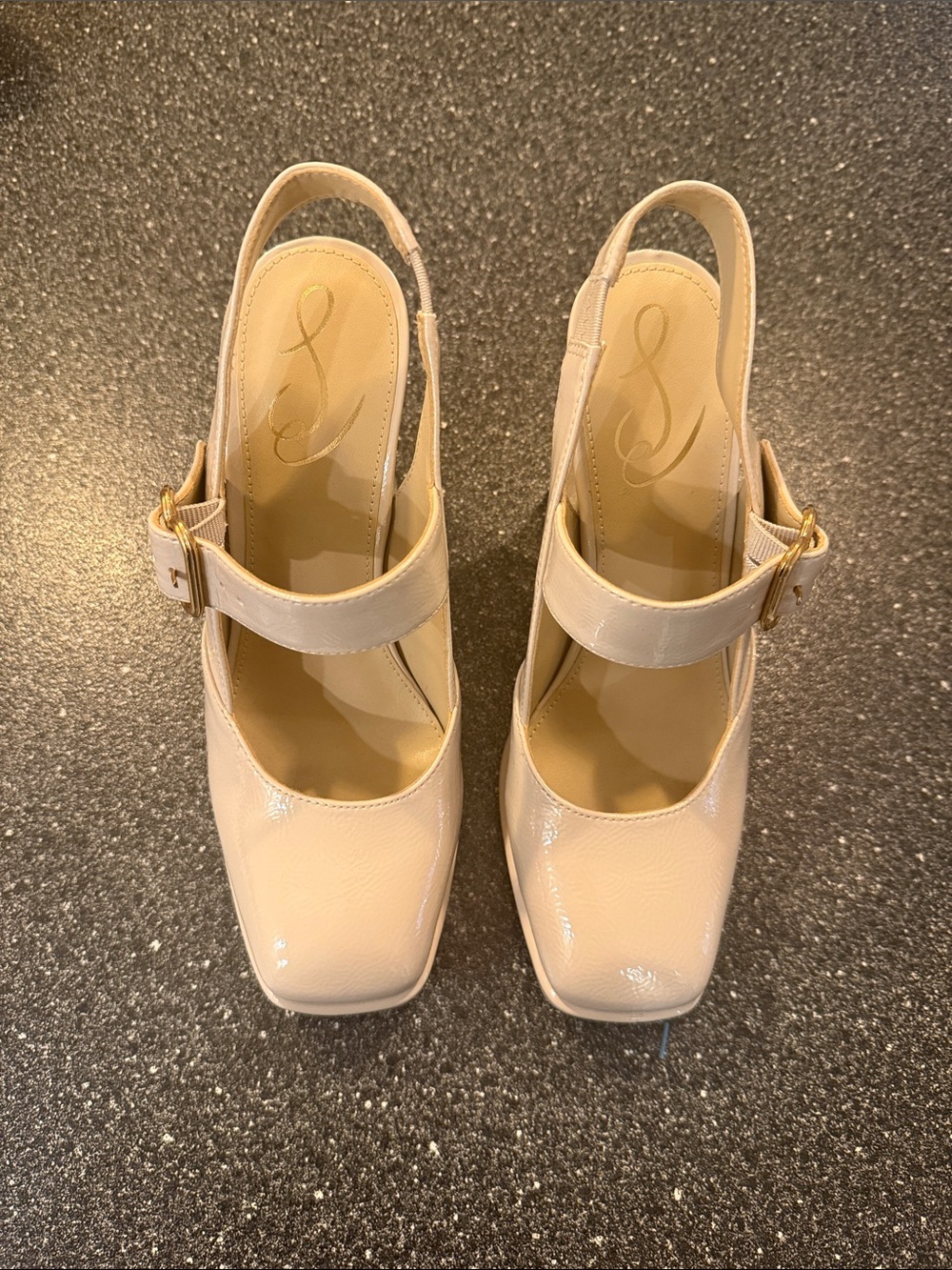 Sam Edelman Nude Patent Slingback Mary Jane Heels - size 7.5